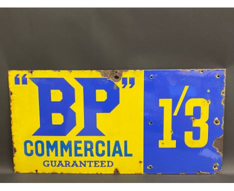 A BP Commercial Guaranteed rectangular enamel sign, with excellent gloss, 36 x 18".