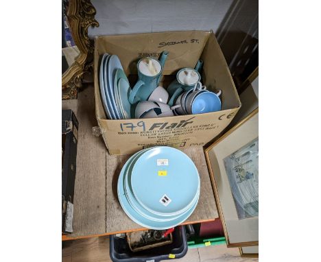Poole pottery part tea and dinnerware in blues and greys 
