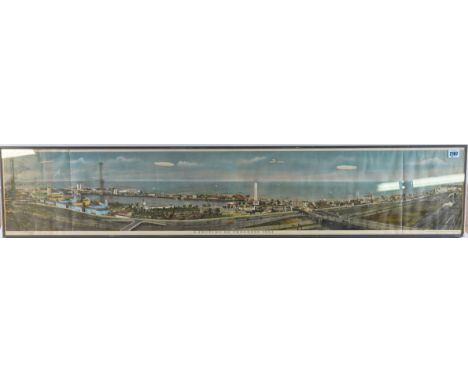 1934 CHICAGO CENTURY OF PROGRESS ORIGINAL LITHOGRAPHframed and glazed 132cm wide; 26cm high