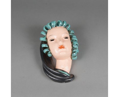 Vienna Jugendstil Mask, ceramic. Around 1910. 30 cm.