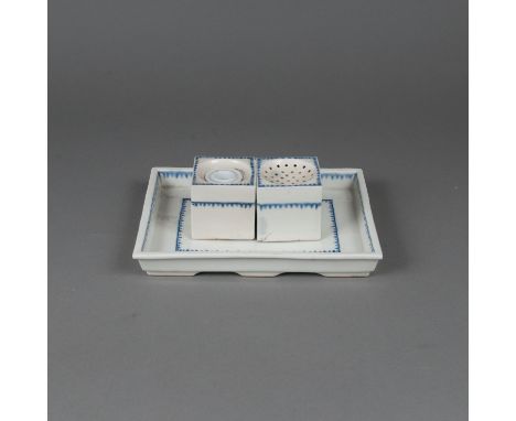 Ceramic Inkwell, painted, Austrian. Around 1800. 25 cm.