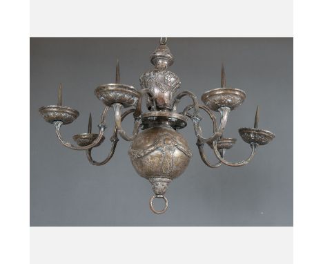 Small Chandelier, bronze silvered. 18Th Century. 40 cm.