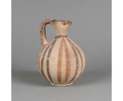 Ancient Ceramic Flask, painted, probably Roman. 18 cm high.