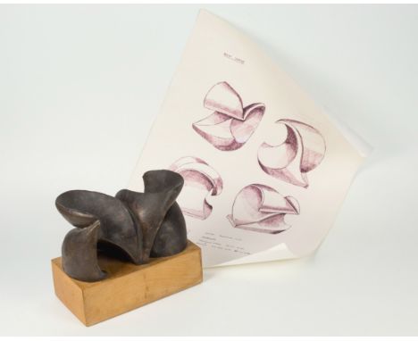 Veronica Robinson, bronze sculpture entitled ' Motif ', comes with accompanying artists drawing of a similar sculpture entitl