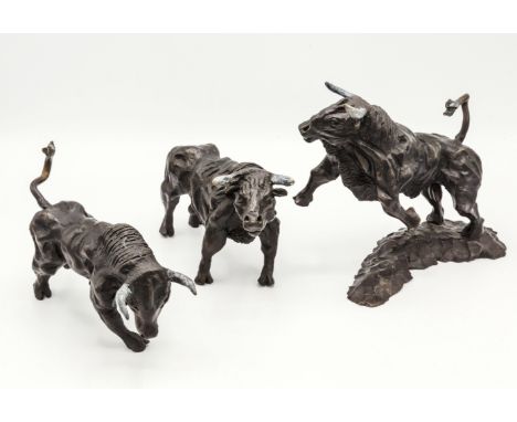 Edward Waites, British contemporary artist (b.1988), bronze bull sculptures 2009, limited edtion of 9, entiteld 'Bull Trio' t