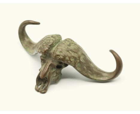 A bronze Cape Buffalo skull and horns, James Lippit Clark (American 1883-1957) distinguished explorer, sculptor and scientist