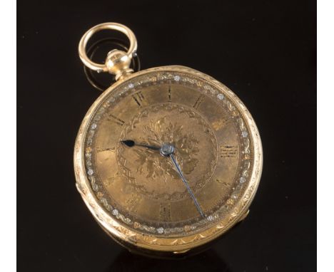 A Victorian 18ct gold cased fusee open face pocket watch, case hallmarked London 1884, the key wound movement inscribed 'A. M