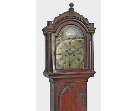 An 18th century Channel Islands eight day mahogany longcase clock by Nicolas Blondel, the four turned pillar movement strikin