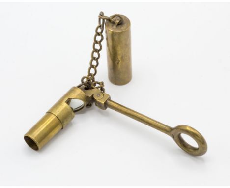 A WWI Lee Enfield rifle barrel periscope tool, British, SMLE Lee Enfield rifle barrel brass periscope tool, used for looking 