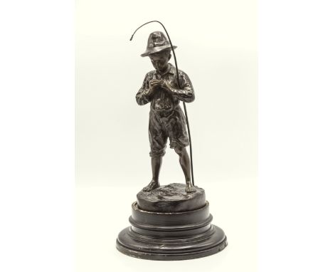 A bronze figure of " The Angler ", stamped to back "Art Union of London 1909", bearing the signature A. Joliveau, early 20th 