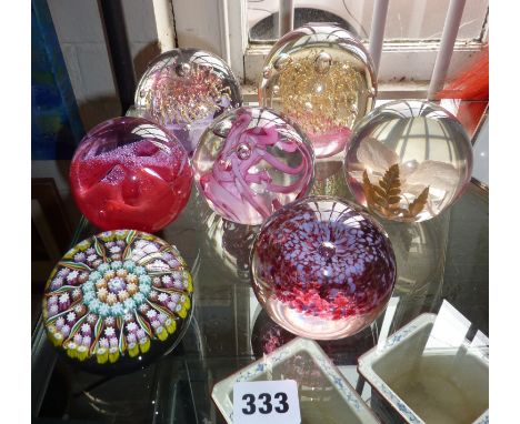 Six assorted glass paperweights, inc. Perthshire, a Caithness, etc.
