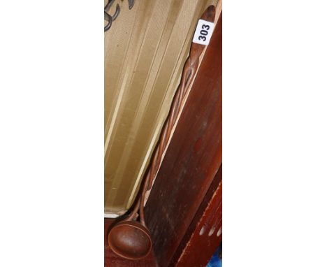 Treen ladle with twisted spindle handle
