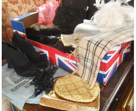 Vintage clothing: Vintage beaded evening bags, scarves, shoes, hair accessories etc, c. 1980's and earlier