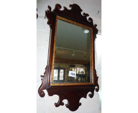 19th c. small mahogany Chippendale style wall mirror