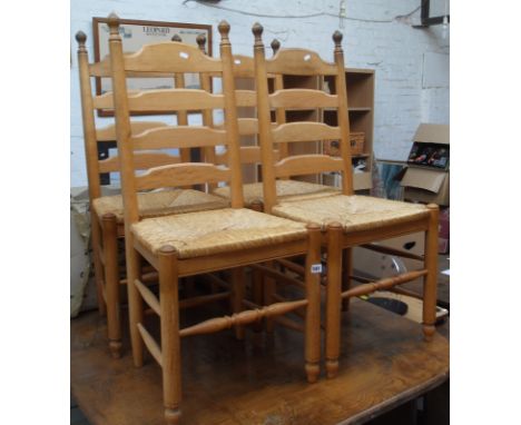 Set of four ladder back chairs with drop-in rush seats