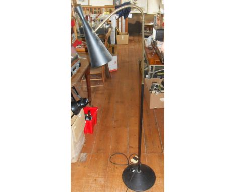 A rare mid-century floor lamp by G.A. Scott for Maclamp, with an adjustable gooseneck Diabolo Shade. All in original conditio