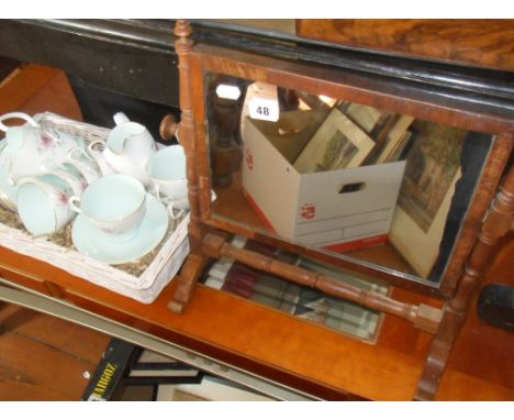 Royal Albert "Elfin" bone china tea set and a Victorian turned mahogany dressing table mirror