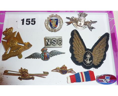 WW2 enamel RAF Sweetheart badge, with other military badges
