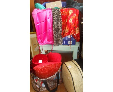 Vintage clothing: Large box full of vintage (unused!) underwear, silk pyjamas etc., some designer, c 1980s, inc. bag of cushi