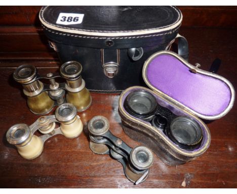 Selection of vintage and antique binoculars and opera glasses x 5