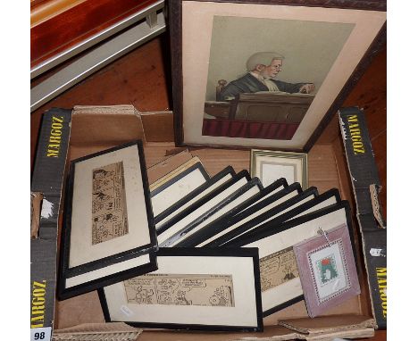 Large collection (14) of vintage framed "Hagar the Horrible" cartoon strips by Dik Browne and three other prints, inc. Spy pr
