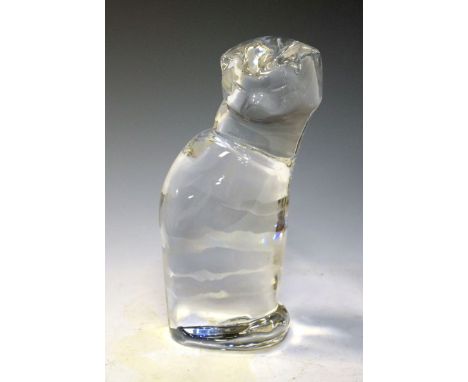 Orrefors glass figurine of a seated cat, inscribed beneath Alberius 4283, 22.5cm high  