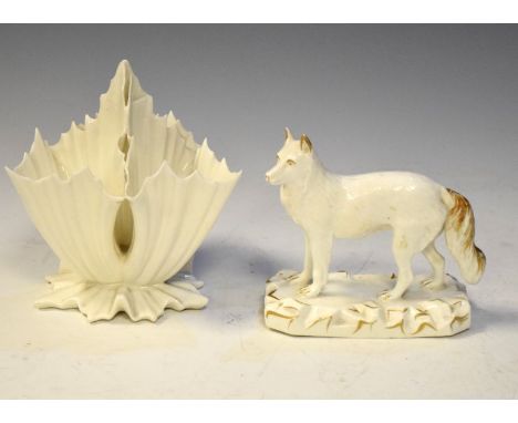 Rare Grainger, Lee &amp; Co Worcester porcelain Hare Indian dog figurine, circa 1820-1837, on naturalistic base, impressed ma