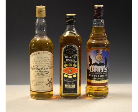 Wines &amp; Spirits - Bottle of Bell's Scotch Whisky, bottle of Flower of Scotland Scotch Whisky and a bottle of Black Bush I