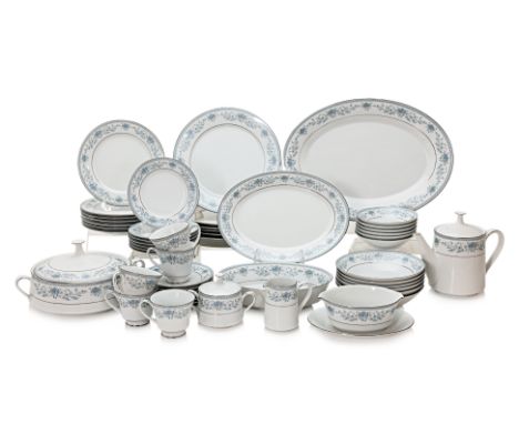 AN EXTENSIVE NORITAKE BLUE HILL PATTERN DINNER AND TEA SERVICE
Circa 1970/80s, Red printed marks, 12 place settings, comprisi
