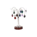 AN ENGLISH SILVER AND HARDSTONE EGG TREE BY ROBERT GLOVER
