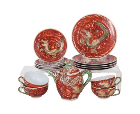 A JAPANESE PORCELAIN PART TEA SERVICE
Circa 1950, retailers mark 'Imported by Lavande, 10 Rue Carabelli Saigon' to base, deco