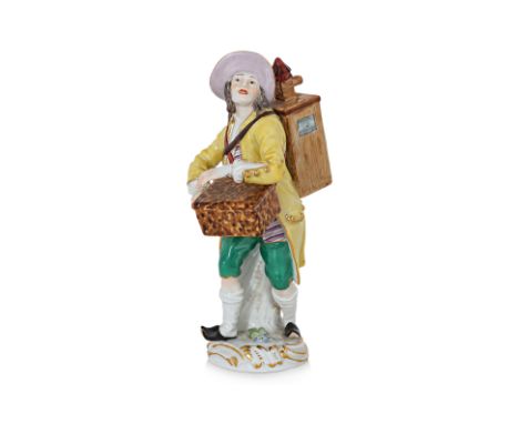 A MEISSEN 'CRIE DE PARIS' PORCELAIN FIGURE Germany, Soft-paste porcelain figure of 'Paris Crier' 'Organ Grinder', ref. 60242,