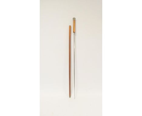 Fine Victorian swordstick housed within a malacca wood stock having white metal repousse cap. Length 91cm.