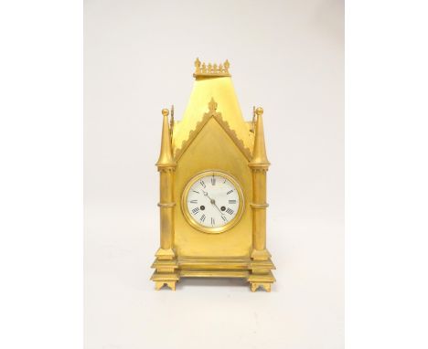 Late 19th century architectural clock, having unsigned striking French drum movement, the enamel dial with roman numeral mark
