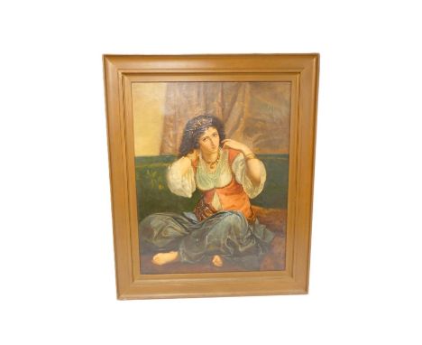 Circle of Charles Louis Lucien Müller French late 19th century portrait of a Turkish female Odalisque.&nbsp; Oil on canvas 78
