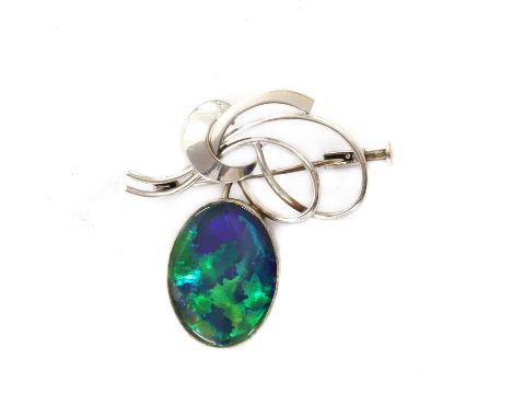 A collection of jewellery and costume jewellery, to include a white gold synthetic opal triplet brooch, tested as approximate