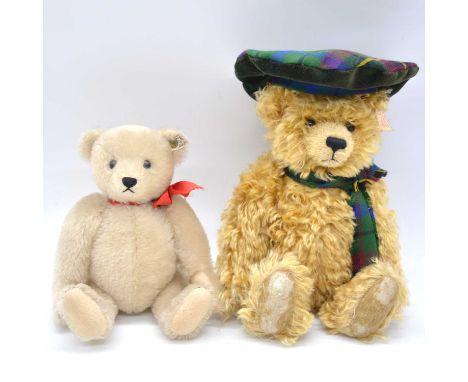 Steiff teddy bears, two including EAN 0291/26 musical teddy bear, 25cm, 1989/1990, limited edition of 2000; EAN 654732 Scotti