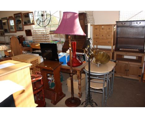 A turned standard lamp