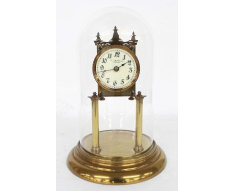 Torsion mantel clock timepiece, the 2.75" cream dial signed B...&amp; Jannings, Ipswich, over a disc pendulum and upon cylind