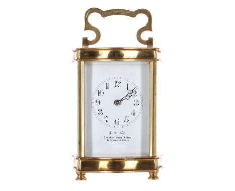Carriage clock striking on a gong, the movement back plate stamped no. 9372, the dial signed Geo Jamieson &amp; Son, Aberdeen