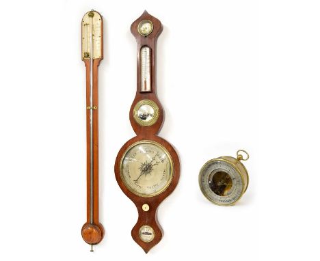 Oak stick barometer signed Negretti &amp; Zambra, London on the ivorine scale plate, over a flat trunk to the cistern cover; 