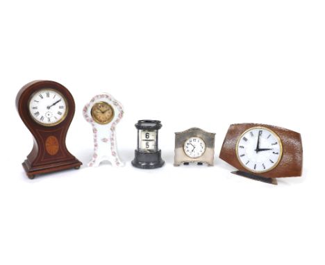 Swiss eight day silver cased easel boudoir clock timepiece, the 2.25" white dial with subsidiary seconds dial, hallmarked for