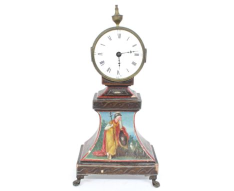 Small brass drumhead mantel clock timepiece in the manner of Thomas Weeks, the movement signed G. Graham, London no. 866, sup