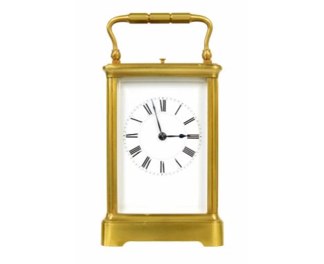 Good repeater carriage clock striking on a gong, fitted beneath the recessed base with Le Roy Patent bottom wind stamped Le R