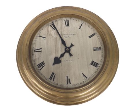 Large Synchronome thirty-second pulse electrical slave dial, the 11.5" silvered dial inscribed Synchronome Electric, London, 