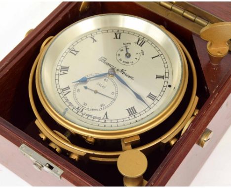 Two day marine chronometer, the 4" silvered dial signed Thomas Mercer, No. 24042, with subsidiary state of wind and seconds d