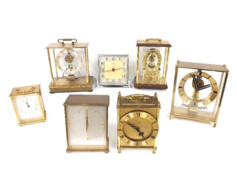 Garrard Precision electric mantel clock, no. 1109, within a brass case, 5.5" high; also six other various contemporary electr