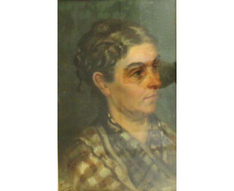 Dipinto ad olio su tela fissata su tavola cm 25x 39,4 raffigurante "Ritratto di Donna" firmato in basso a sinistra Italia XIX