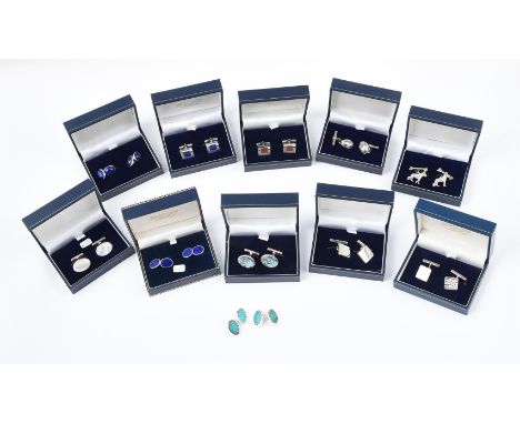 
	
		Y&nbsp;A collection of silver cufflinks, the eleven pairs of silver cufflinks with various hallmarks and import marks, i