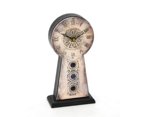 
	
		A Britannia standard silver mounted clock by Paul Vernon Fitchie, London 1998, Junghans quartz movement, with Roman nume